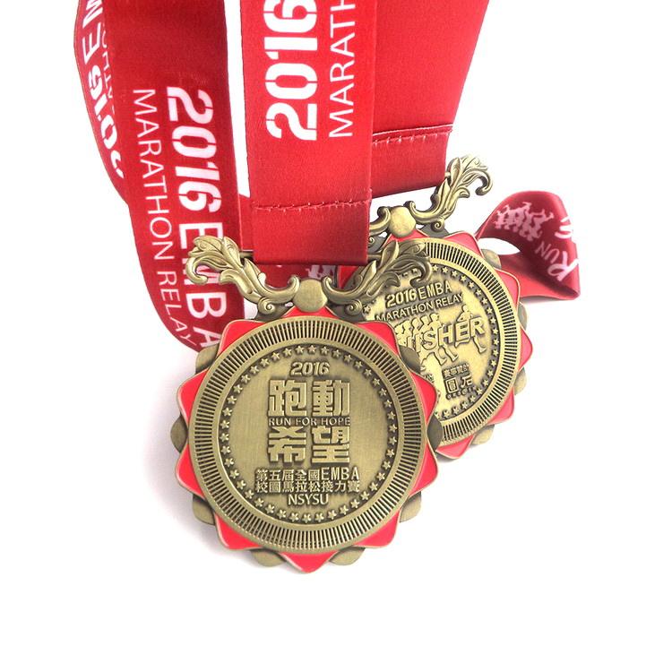 Médaille de l'académie commémorative du marathon personnalisée Médailles d'argent Bloc de marche des sports Médaille de Singapour