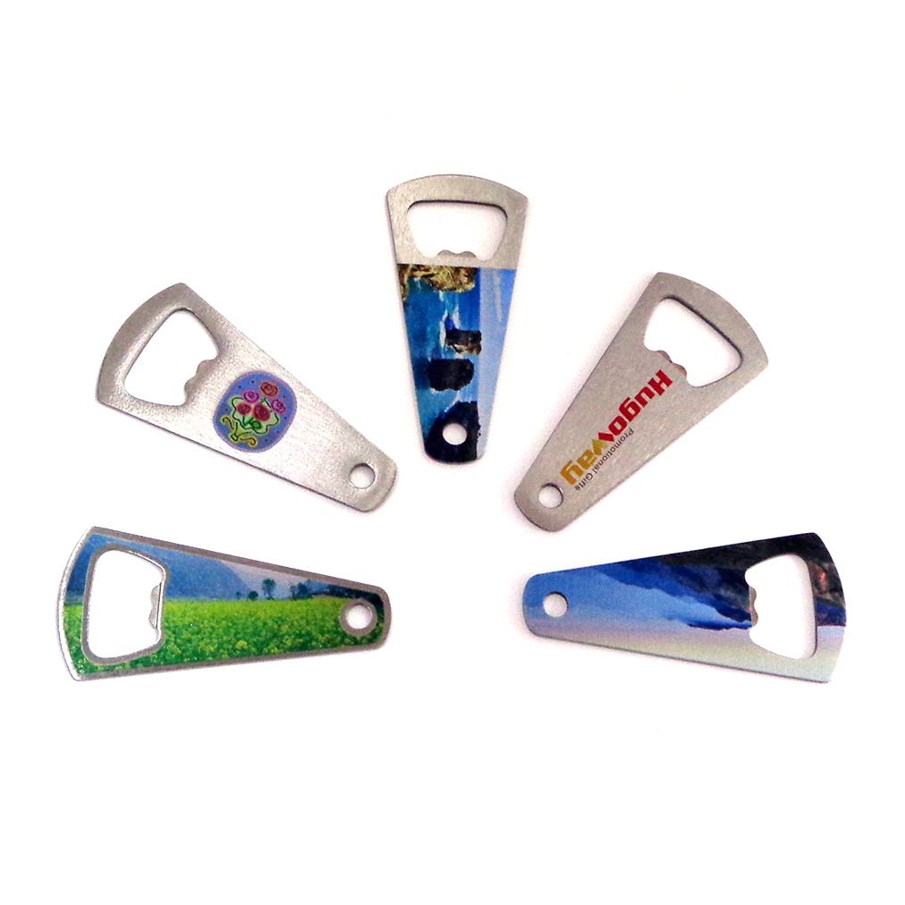 Ouvre-bouteille personnalisé de bière de porte-clés de forme de carte d'ouvreurs de porte-clés de logo en métal d'acier inoxydable de fabrication d'OEM