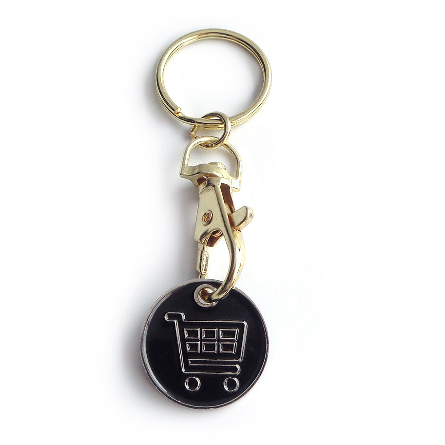 Imprimé personnaliser en relief Designer Monogram Coin Supermarket Shopping Euro Blank 3D Keychains