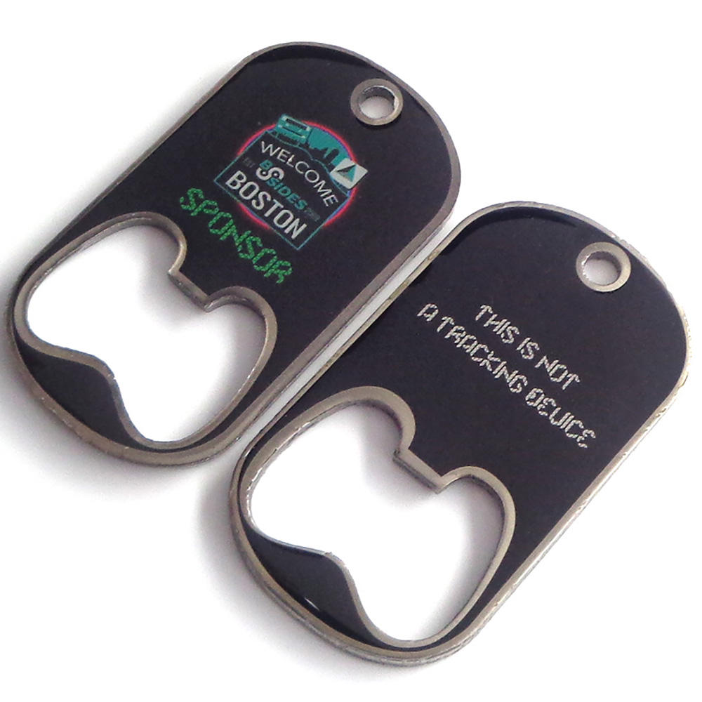 Personnalisez le porte-clés d'ouvre-bouteille d'acier inoxydable d'impression offset d'étiquette de chien de doubles côtés