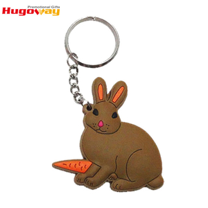 Commerce de gros logo personnalisé animaux porte-clés porte-clés en métal mignon lapin lapin porte-clés