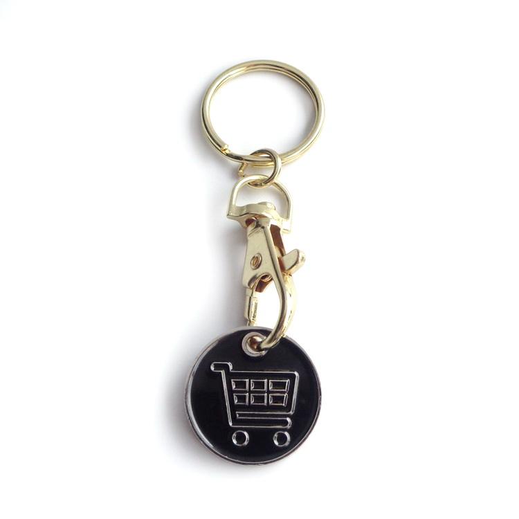Porte-clés en métal de pièce de monnaie de chariot à jeton de supermarché personnalisé