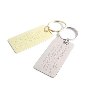 Porte-clés en métal carré blanc de Chine disponible en deux couleurs