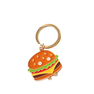 Porte-clés en émail avec logo personnalisé en gros Porte-clés Hamburger en métal Porte-clés alimentaire mignon