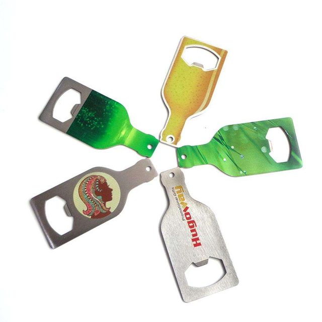 Logo fait sur commande de côté simple d'ouvre-bouteille d'acier inoxydable de forme faite sur commande de bouteille de bière de conception d'OEM