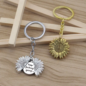 Commerce de gros logo personnalisé porte-clés en métal fleur porte-clés tournesol porte-clés