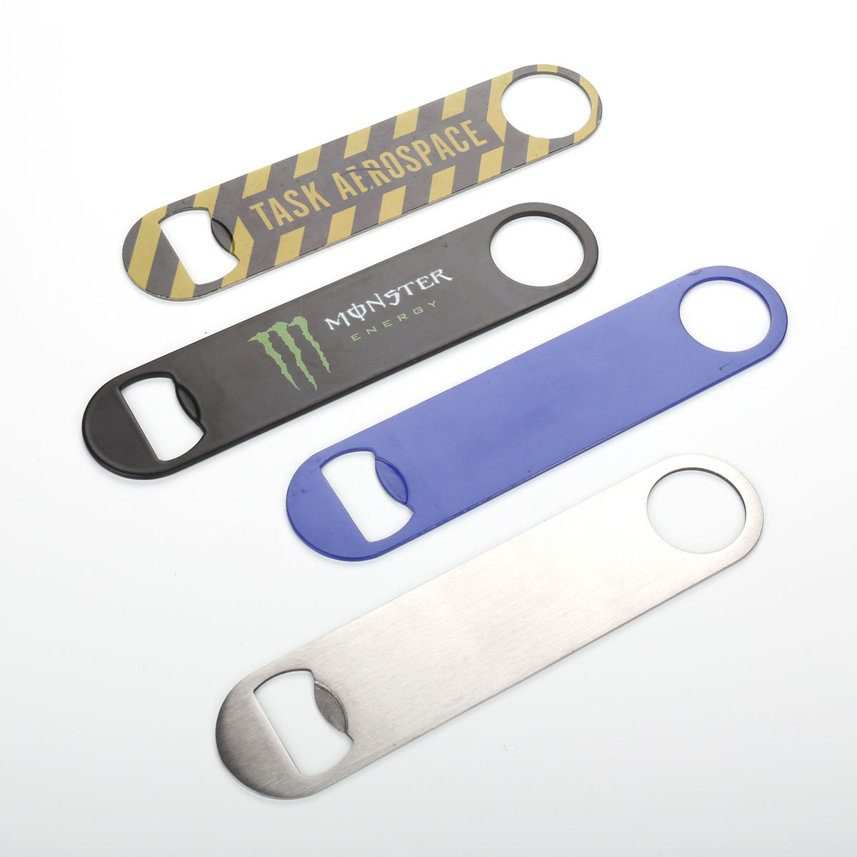 Ouvre-bouteille personnalisé de bière de porte-clés de forme de carte d'ouvreurs de porte-clés de logo en métal d'acier inoxydable de fabrication d'OEM